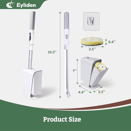 Eyliden Disposable Toilet Brush Set, Wand with 40 Refills & Holder