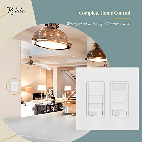 TOPGREENER Kalide Light Switch and 3-Speed Ceiling Fan Control Combo, in Wall Light and Fan Combination Switch, Single Pole, 2.5A, 720W, Neutral Wire Not Required, TGSFS3-W, White - color: White, size: Light Switch with Fan