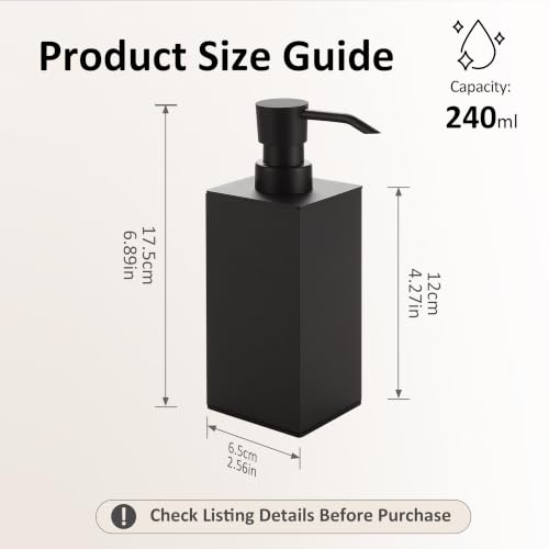 BGL Black Soap Dispenser for Kitchen & Bathroom, Modern Square Liquid Hand Soap Pump, Rustproof Matte Black Lotion Dispenser with Non-Slip Bottom, Fingerprint Resistant - color: Black-countertop