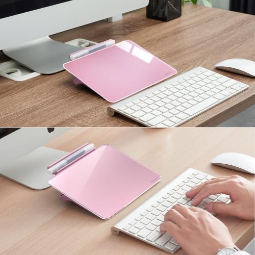 TSJ OFFICE Small Desktop Whiteboard - Glass Dry Erase Board 8 X 6 Inches Tabletop Easel Whiteboard with Stand, Desk Board Buddy for Artist, Teacher and Student - Pink & Gold - color: 8 X 6 Inches - Pink & Gold