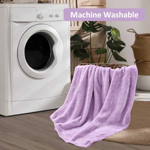 Travel Blanket, Airplane Blanket, Ultra-Soft, Warm & Lightweight, 65x40 in, Outdoor Blanket Essentials for Women, Men & Kids, Included Eye Mask, Luggage Sleeve & Backpack Clip Heart Purple - color: Heart Purple