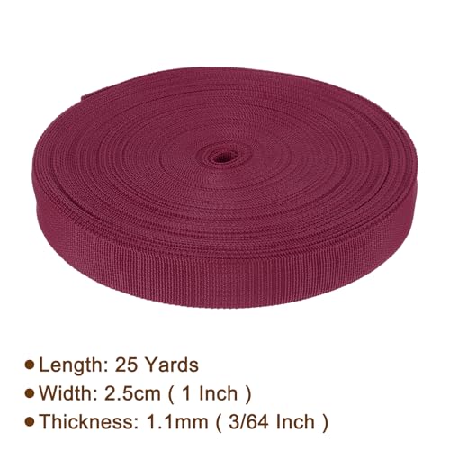Nylon Webbing Strap, 25 Yards x 1 Inch Polypropylene Webbing Lightweight Strapping Backpack Band for DIY Gear Repair Outdoor Luggage Cargo Straps, Wine Red - color: Wine Red, size: 25 Yards x 1 Inch