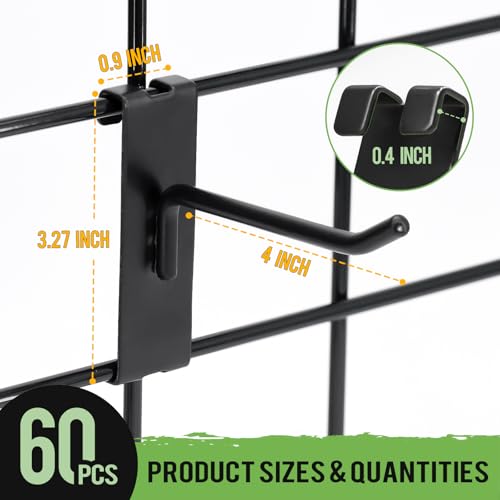 60 Pcs Gridwall Hooks, 4 Inch Grid Wall Hook Display for Gridwall Panels - size: 4 Inch
