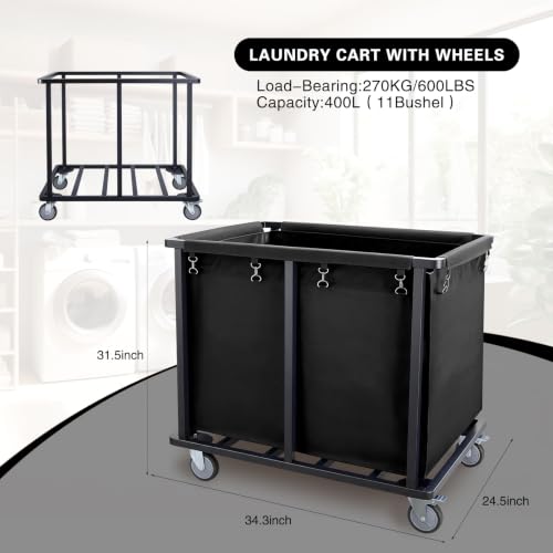 Commercial Laundry Cart with Wheels,400L Industrial Laundry Cart