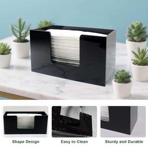 Paper Towel Holder Countertop, Black Acrylic Bathroom Napkin Holder, 2 Pack