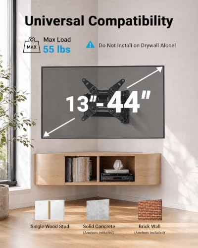 Pipishell Long Arm Full Motion TV Wall Mount for 13"–44" TVs up to 55 lbs - size: 13-44 Inch