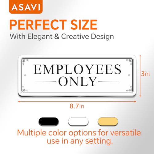 “EMPLOYEES ONLY” Acrylic Sign – Waterproof & Fade-Resistant Staff-Only Notice with Strong Adhesive + Pre-Drilled Holes (8.7"x3") | Office, Warehouse, Restricted Areas (White) - color: White