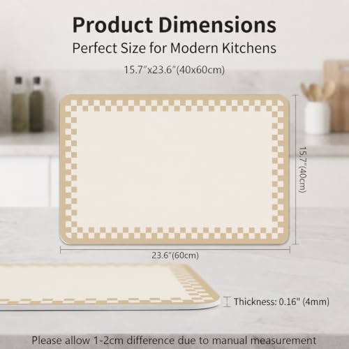 Mellon Checkered Expresso Mat in Different Colors,Kitchen Drying Mat - color: Beige