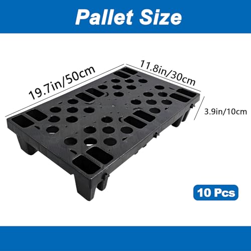10 Pcs Plastic Pallets, Lightweight Moisture-Proof Floor Pallet, Interlocking with Breathable Grids Storage Pad, Applicable to Indoor and Outdoor, Garages, Kitchen, Basement