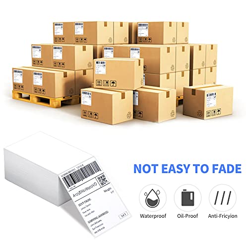 4" x 6" Fanfold Direct Thermal Labels, 8000 Total 8 Stacks, White Perforated Shipping Labels Compatible with Zebra, Elton Printers - size: 1000 Labels/Stack, style: 8 Stacks