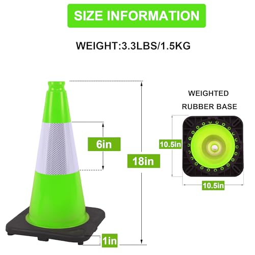 OrangeStar 18" Heavy Duty Traffic Cones 8-Pack Green Safety Cones - color: Green, size: 18in