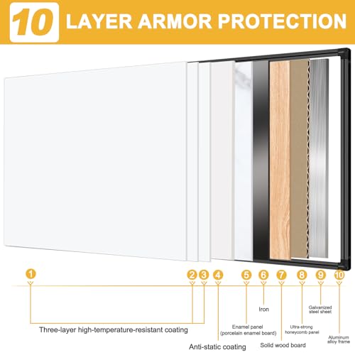 H-Qprobd 8'x4' Large Whiteboard with Aluminum Frame - 96"x48" Magnetic Dry Erase Board Commercial-Grade Wall Mounted | Ideal for Office Presentations, Classroom Teaching & Professional Workspace - color: Black, size: 96"W x 48"H