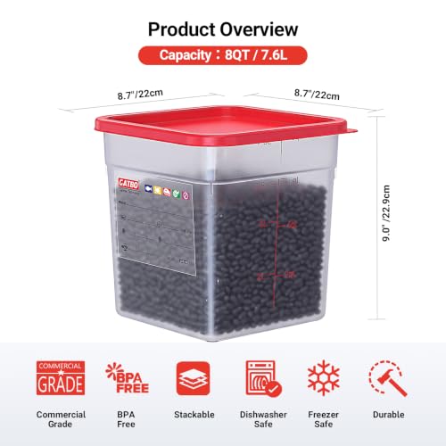 2 Pack 8 QT Commercial Food Storage Containers with Lids, BPA-Free Translucent Square Containers for Pet Food, Flour, Sugar, Rice and Dry Food Storage with FIFO Label Area - size: 2 X 8.0(QT)