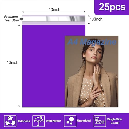 JinRuiKJ Poly Mailers 10x13 Inch, 25 Pcs Shipping Bags, Purple - color: Purple, size: 10*13inch 25pcs