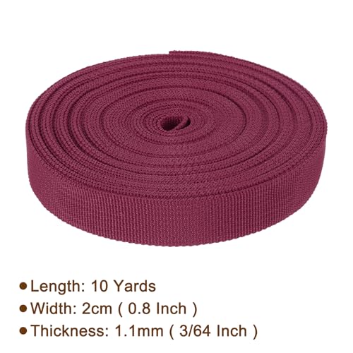 Nylon Webbing Strap, 10 Yards x 7/8 Inch Polypropylene Webbing Lightweight Strapping Backpack Band for DIY Gear Repair Outdoor Luggage Cargo Straps, Wine Red - color: Wine Red, size: 10 Yards x 7/8 Inch