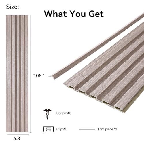 Slat Wall Panel 8-Pack, 108โโx6.3โโ, Smoky Oak - size: 108โโx6.3โโ-Smoky Oak