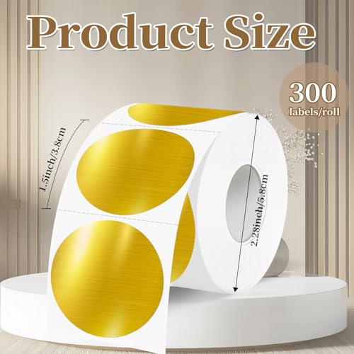 1.5 Inch Thermal Labels,Holographic Circle Direct Thermal Stickers,for Address Design DIY Logo Business(300 pcs/Brushed Gold) - color: Brushed Gold, size: 1.5 inch
