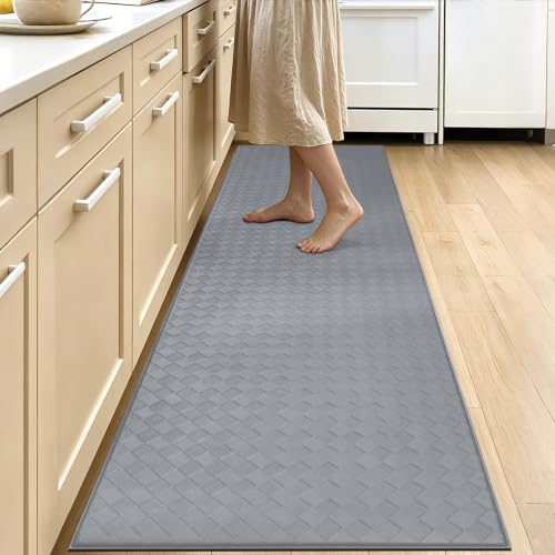 Kitchen Mats and Rugs Cushioned Anti-Fatigue, 23.6" x 86.6", Gray - color: Grey, size: 86.6"L x 23.6"W x 0.4"Th