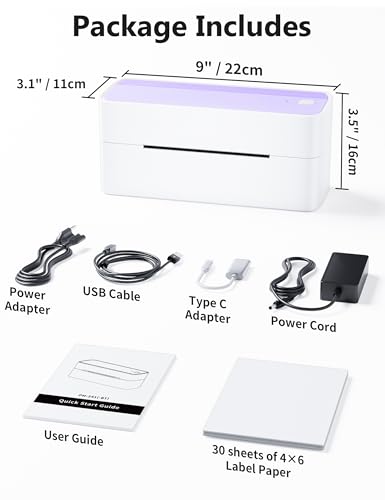 Phomemo Bluetooth Thermal Label Printer, 241BT Label Printer & 20Pcs Labels - color: Pureple
