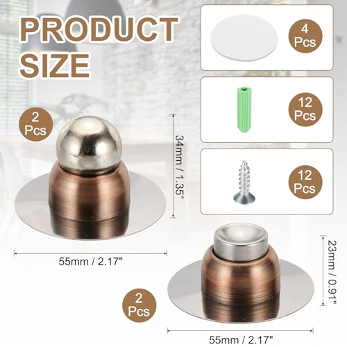 uxcell 2PCS 2.1" Magnetic Door Stoppers, Wall Floor Mounted Magnetic Door Catch Holder, Stainless Steel Door Stops for Bedroom, Bathroom, Kitchen, Office, Red Copper - color: Copper, size: 2.1"