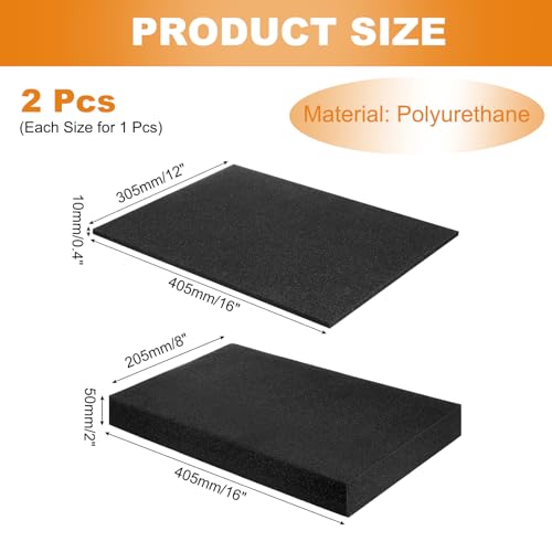 MECCANIXITY 2 Pcs Black Foam Inserts 16"Lx8"Wx0.4"T & 16"Lx12"Wx0.4"T - size: 16"Lx8"Wx0.4"T / 16"Lx12"Wx0.4"T
