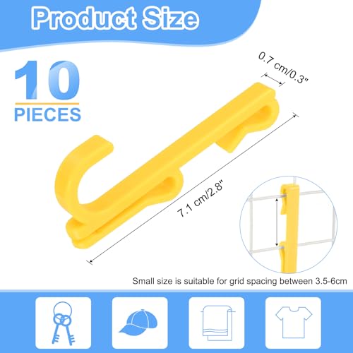 uxcell 10 Grid Wall Hooks, 2.8 Inch Grid Wall Panel Plastic Utility Hook, Shelf Hooks for Garage Store Warehouse Shop Home Hanging, Yellow - color: Yellow