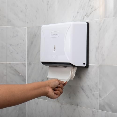 Mind Reader Paper Towel Dispenser, Tri-Fold Towel Holder, Restroom, Wall Mount, Bathroom, White - color: White