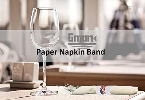 Gmark Self-Adhesive US Flag Paper Napkin Bands (2500 Count) - 4.25 x 1.5 Inch Professional Napkin Rings - Self-Sealing Disposable Silverware Wrappers for Restaurants & Formal Events GM1109 - color: Us Flag
