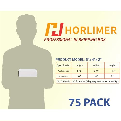 HORLIMER 6x4x2 inches Shipping Boxes Set of 75, White Corrugated Cardboard Box Literature Mailer - color: White, size: 6" x 4" x 2"