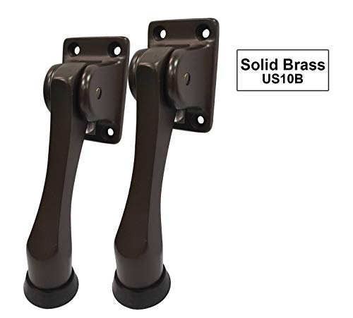 QCAA Solid Brass Drop Down Door Stop, 4", Oil Rubbed Bronze US10B, 2 Pack - color: ORB, size: 2 Pack (4")