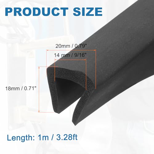 PATIKIL Rubber Edge Trim, 1/2"(13mm) x 3.3Ft Length EPDM U Channel Edge Protector U Shaped Gasket for 15-17mm Mirror Glass Protector, Black (20x18mm) - color: Black, size: 1/2"x3.3Ft(15-17mmx20x18mm)