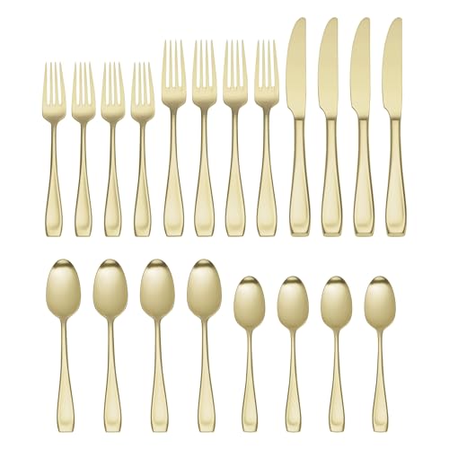 Oneida Moda Champagne Satin 20-Piece Silverware Set for 4, Flatware - style: 20-Piece Flatware Set, Champagne