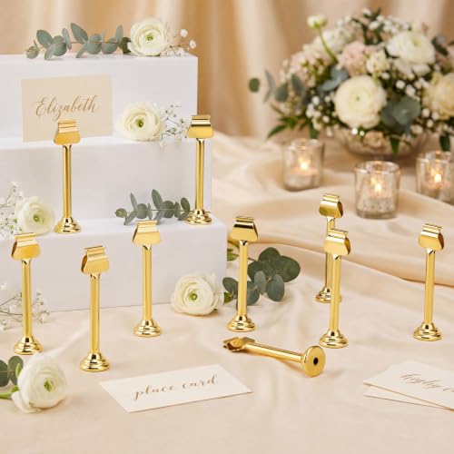 6 Pcs Gold Metal Table Number Holders 4 Inch Wedding Place Card Holders Bulk Harp-clip Sign Stands for Displaying Memo Note Menu Wedding Restaurant Birthday Decor