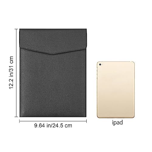 VANRA 1 Piece PU Leather File Folder Vertical A4 Document Holder File Envelope Waterproof Leather Portfolio Case Filing File Organizer for Letter Size with Magnetic Button Closure (Black) - color: Black