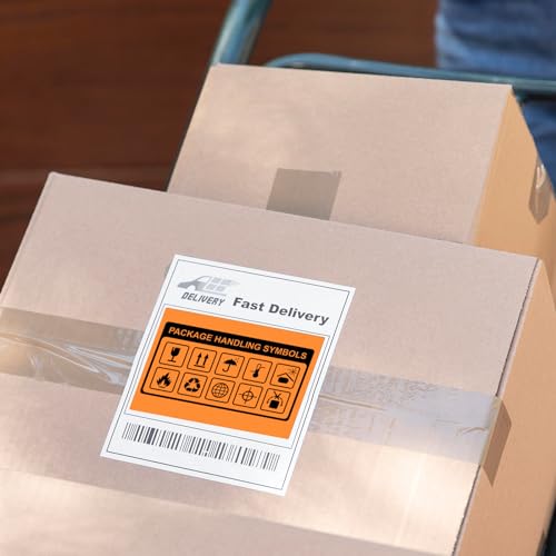 Orange Thermal Labels 4 × 6 Inch Waterproof Vinyl Stickers 250 PCS - color: Orange