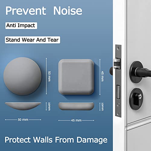 Door Stoppers Wall Protector Buffer Guard Doorknob Door Handle Bumper Self Adhesive Silencer Soft Rubber Crash Pad for Home Office - color: Square-Grey