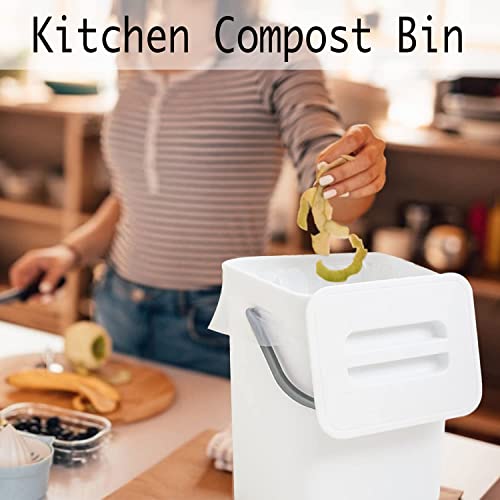 LALASTAR Compost Bin Indoor Kitchen Sealed, Hanging Small Trash Can with Lid Under Sink for Kitchen, Food Waste Bin for Countertop, Mountable Garbage Can for Bathroom, RV, 5L/1.3 Gal, White - color: White