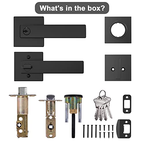 BAOLONG Deadbolt Lock and Door Knob Set,Exterior Door Lock Set, Entry Door Locksets for Front Door Handle with Single Cylinder Deadbolts, Keyed Alike 2 Pack Matte Black. - size: 2 Pack