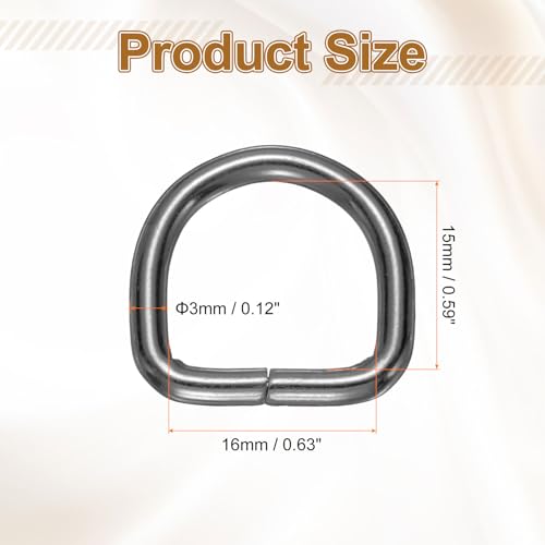 HARFINGTON D Ring Metal D-Shape Buckle Clips Multi-Purpose Buckle Strap Sewing Accessories for Collars Webbing Strap - color: Gunmetal, size: 20 mm