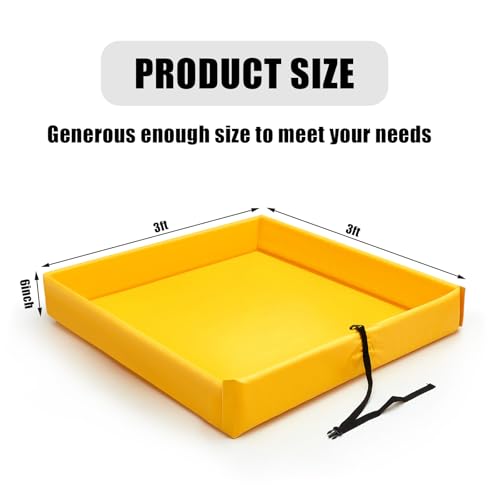 Frienda 4 Pack Folding Duck Pond 3 ft x 3 ft x 6 Inch Portable Spill Containment Mini Berm Platform Tray(Yellow) - color: Yellow, size: 3' X 3'