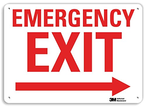 SmartSign “Emergency Exit” Sign With Right Arrow | 10" x 14" 3M Reflective Aluminum - color: Emergency Exit Sign With Right Arrow, size: 10" x 14" Reflective Aluminum