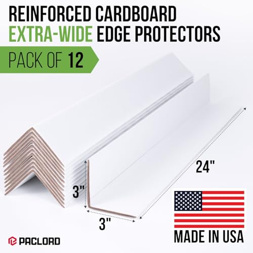 Extra-Wide 24" x 3" x 3" Reinforced Cardboard Edge Protectors - color: Thickness: 0.16", size: Pack of 12