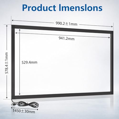 43 Inch 20 Point Interactive IR Touch Panel – High-Sensitivity Infrared Frame, Support Finger/Glove/Stylus, for Large Touch Screens & Whiteboards - size: 43