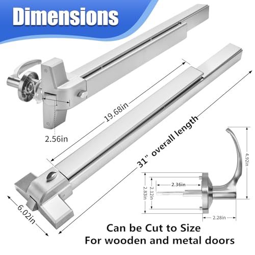 Push Bar Panic Exit Device with Exterior Lever,Aluminum - color: with handle