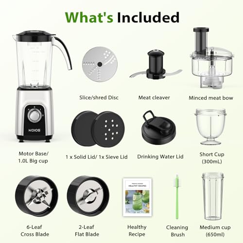 KOIOS 4-in-1 Blender/Food Processor Combo Max 1000W, Dishwasher Safe