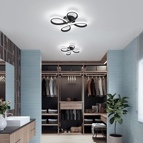 ADISUN Modern LED Ceiling Light, 6000K Semi Flush Mount Ceiling Light Fixture for Living Room, Close to Ceiling Light Fixtures for Bedroom, Corridor, Aisle, Hallway - Indoor Lamp, Black - color: Black, size: 1 Pack