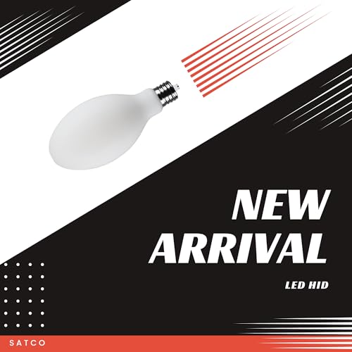 Satco S13194 62W LED HID Replacement Bulb, 5000K Natural Light, 10,000 Lumens, EX39 Mogul Extended Base, White Finish, 80+ CRI, Non-Dimmable, for Industrial and Commercial Fixtures