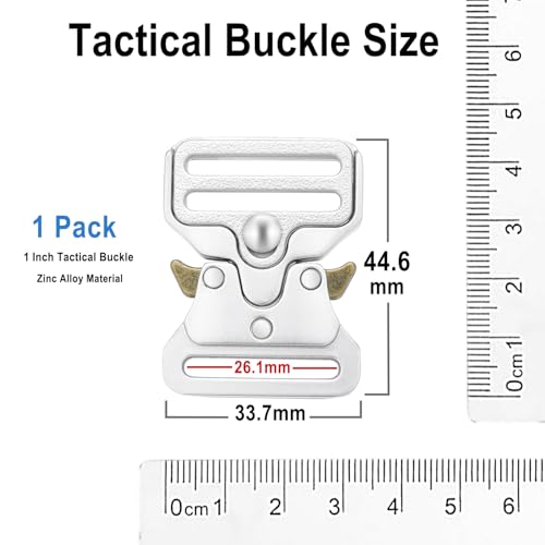 1 Inch Tactical Buckle for Paracord Bracelets, Metal Tactical Paracord Buckle Hardware for Tactical Vest, Dog Collar, Backpack Strap Clip Replacement Accessories - color: 02(1" Silver Metal Buckle 1pcs)