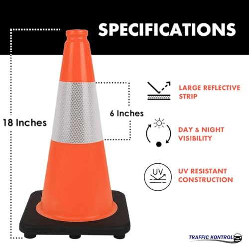100 Pack 18" Inch Orange Traffic Safety Cones with Reflective Collar - High Visibility Industrial Pylons Traffic Cones for Road, Parking Lots, Driving, Construction - size: 100 Cones