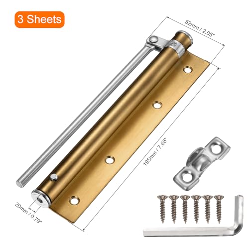 uxcell 3 Pcs 195mm/7.68" Spring Door Closer, Stainless Steel Automatic Door Closers with Adjustable Closing Speed for Home Self-Closing 5kg Door, Yellow Bronze - color: Yellow Bronze, size: 195mm